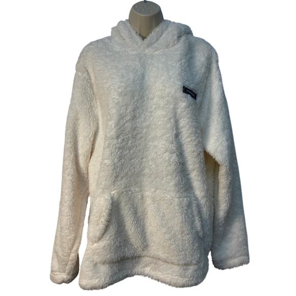 crown & ivy Tops - Crown &‎ Ivy Womens Sherpa Hoodie Ivory Dish White Fleece Pullover Large NWT
